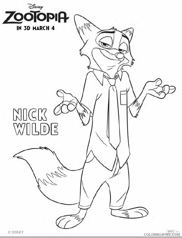 Zootopia Coloring Pages TV Film Zootopia Nick Wilde Printable 2020 12040 Coloring4free