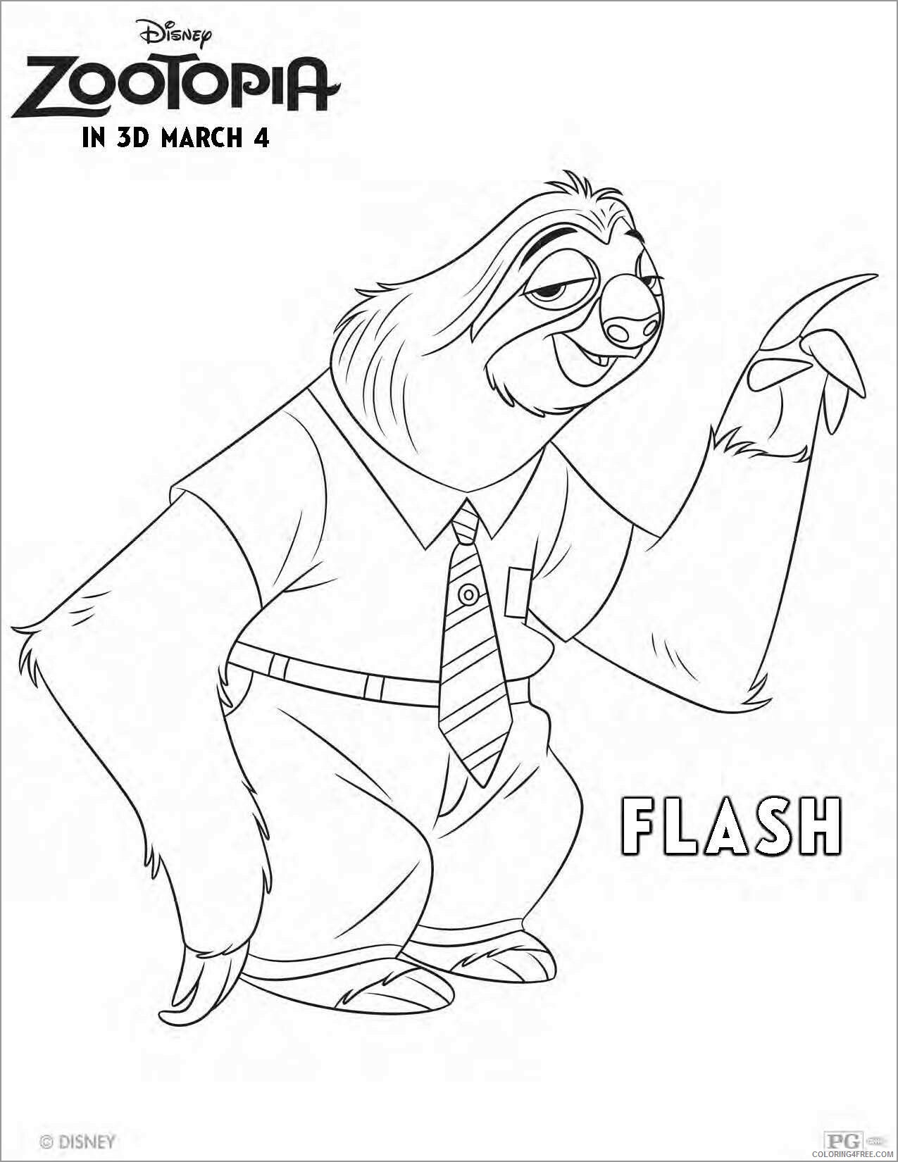 Zootopia Coloring Pages TV Film zootopia flash sloth Printable 2020 12046 Coloring4free
