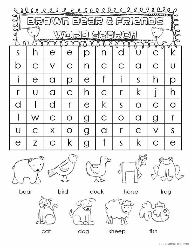 1st Grade Coloring Pages Educational Animal Word Search Printable 2020 0036 Coloring4free