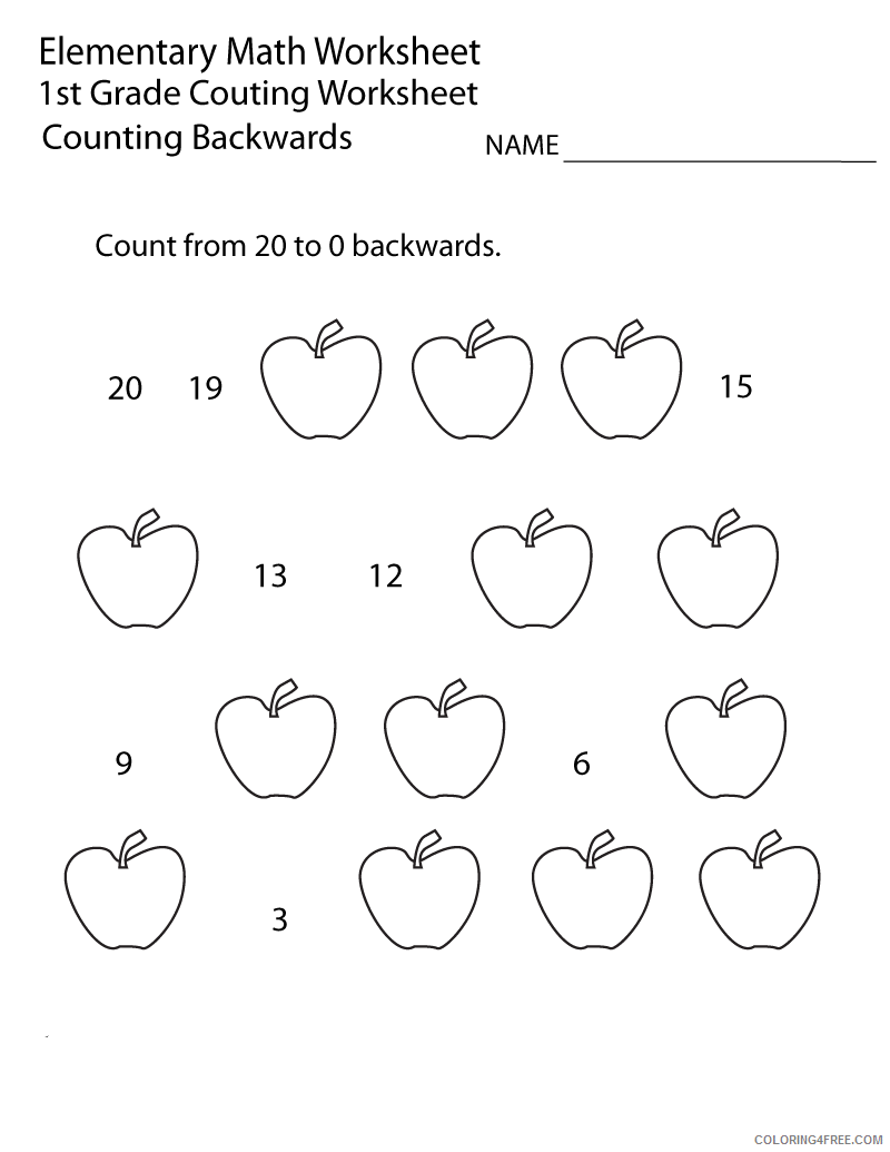 1st Grade Coloring Pages Educational Counting Worksheet Printable 2020 0037 Coloring4free
