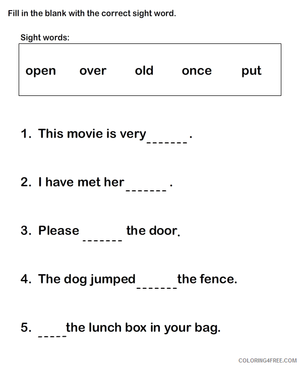 1st Grade Coloring Pages Educational English Fill in the Blank 2020 0046 Coloring4free