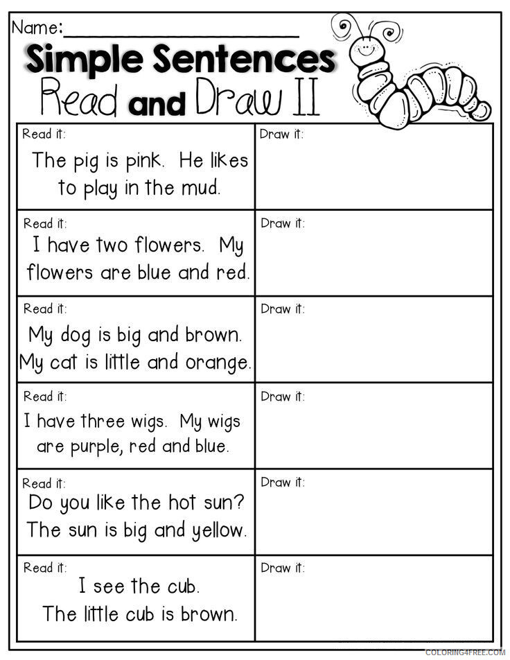 1st Grade Coloring Pages Educational English Read and Draw Worksheet 2020 0040 Coloring4free