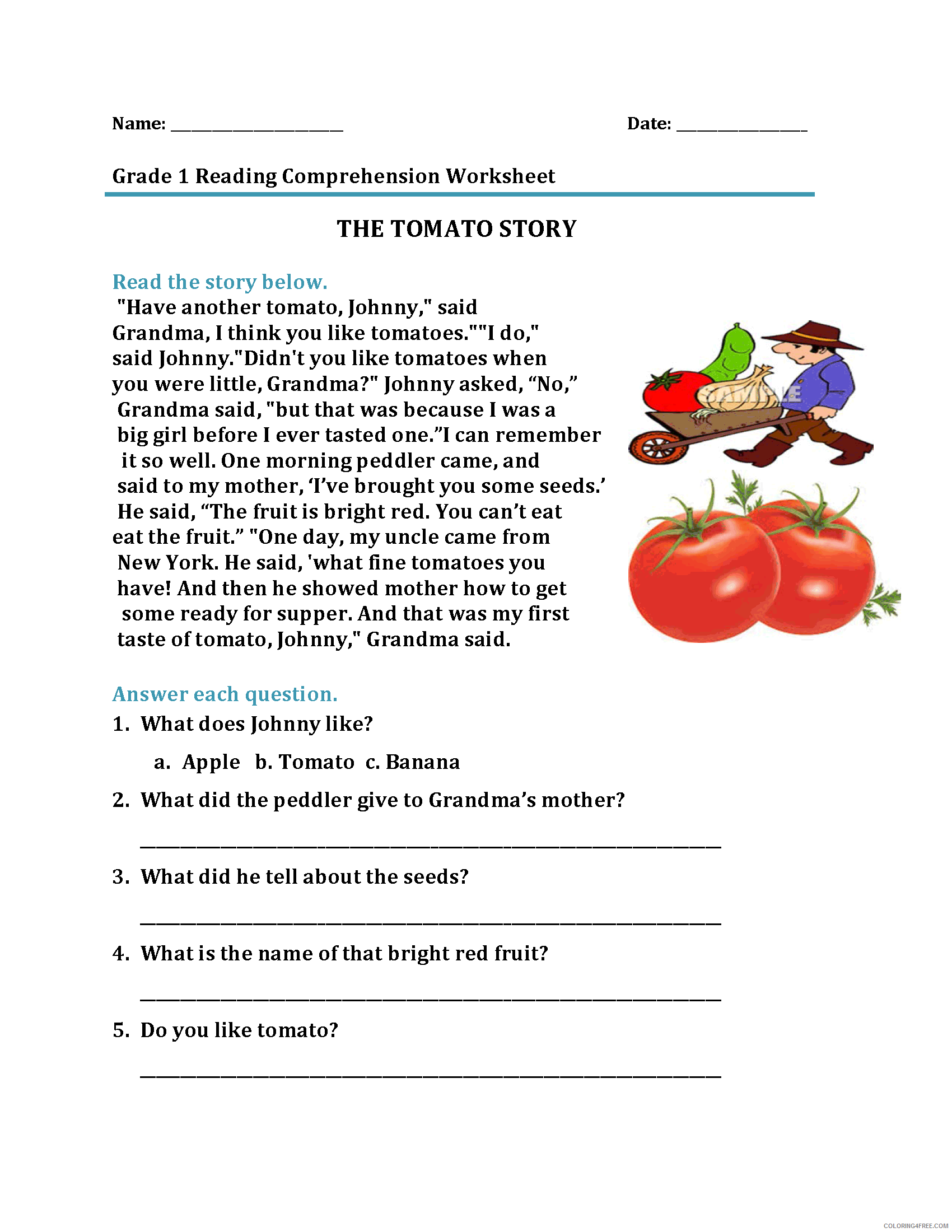 1st Grade Coloring Pages Educational Free Reading Worksheet Printable 2020 0083 Coloring4free