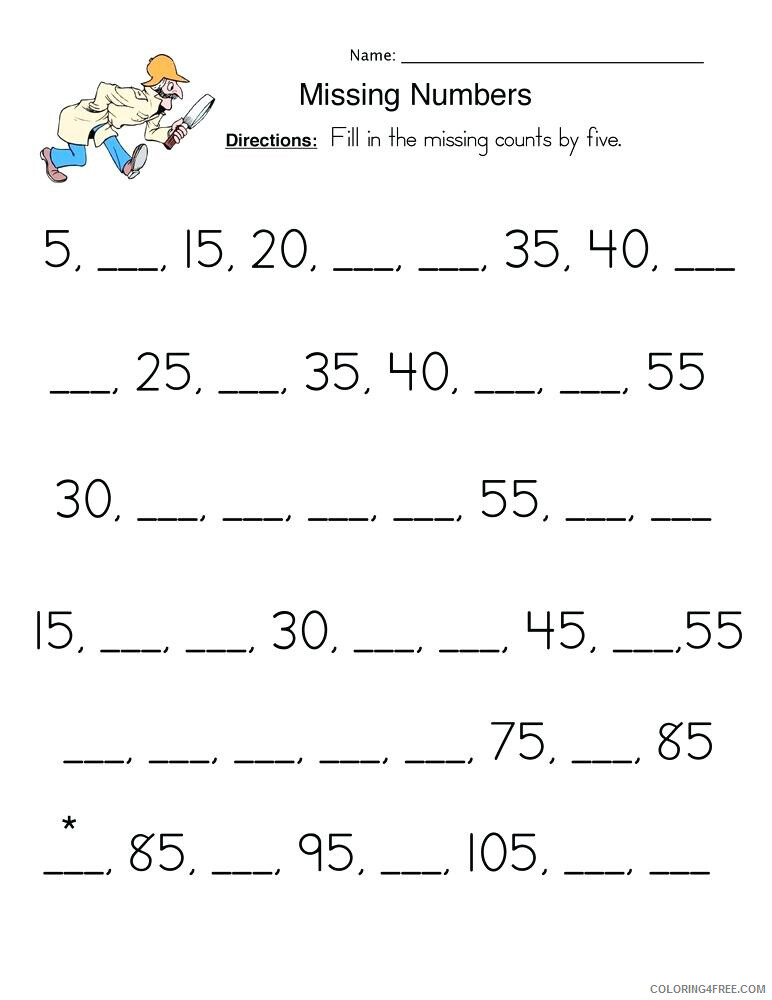 1st Grade Coloring Pages Educational Math Worksheet Missing Numbers 2020 0057 Coloring4free