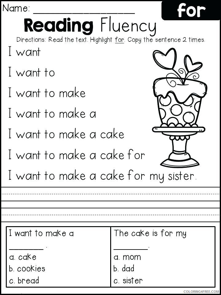 1st Grade Coloring Pages Educational Reading Fluency Worksheet Print 2020 0096 Coloring4free