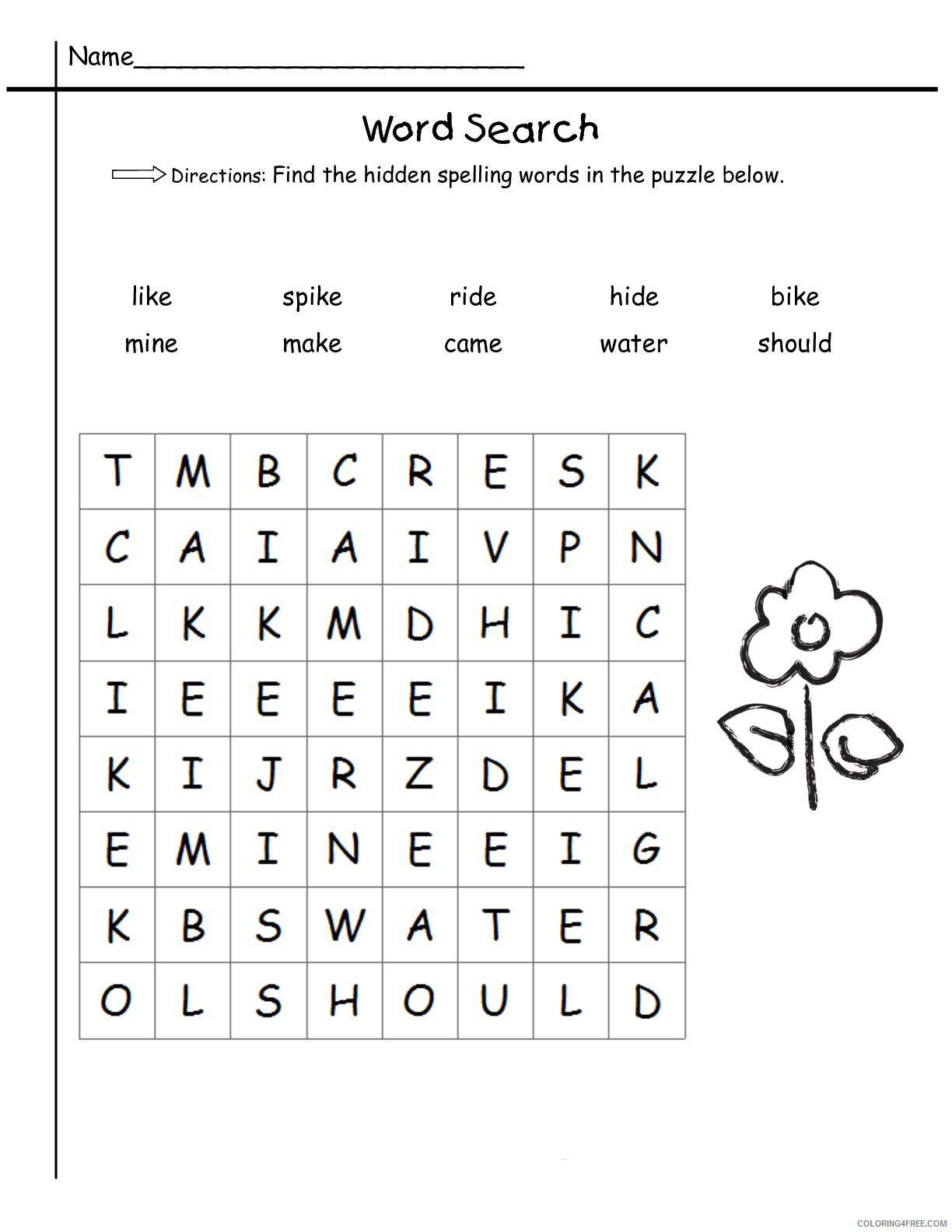 1st Grade Coloring Pages Educational Spelling Word Search Printable 2020 0066 Coloring4free