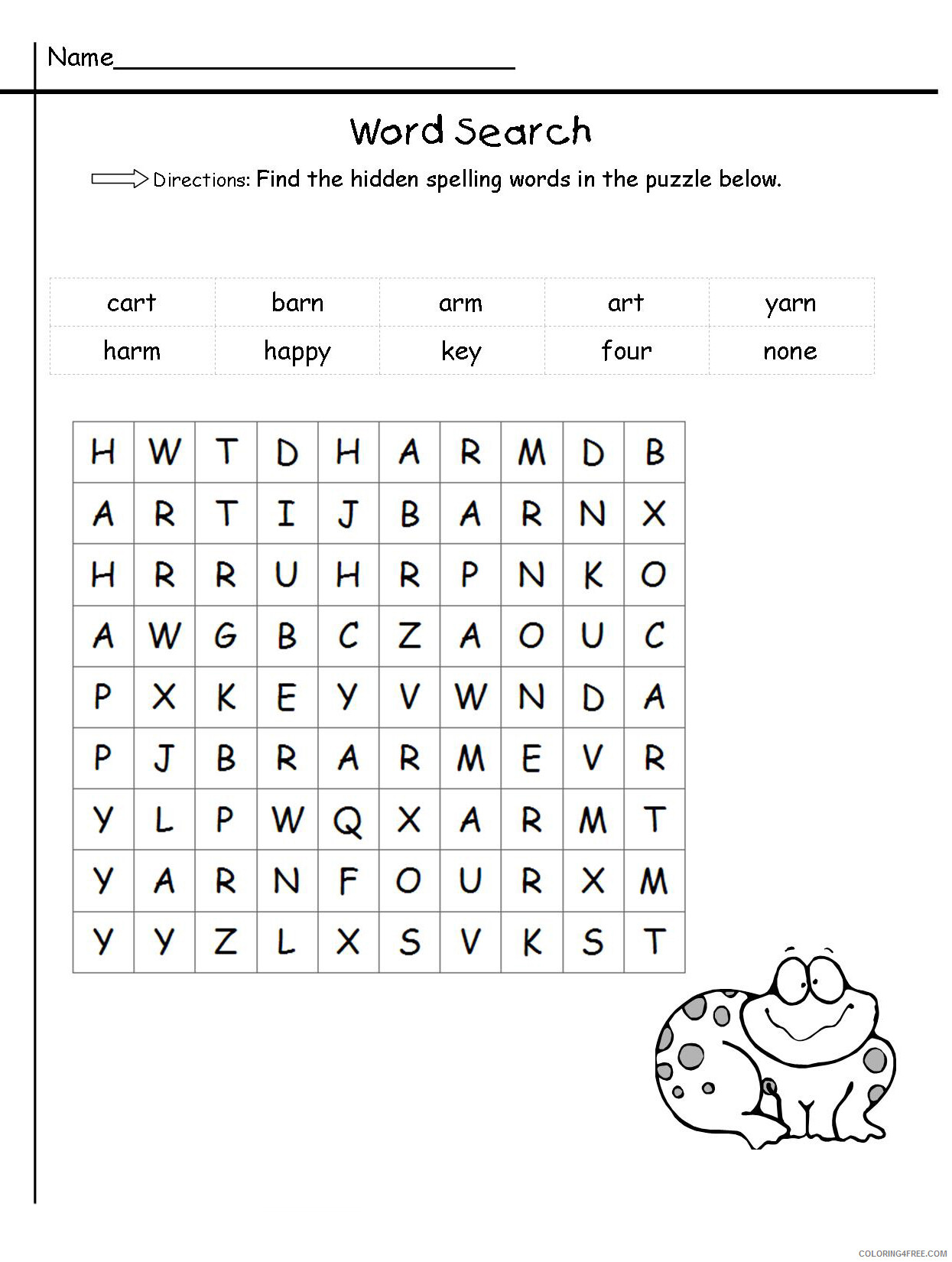 1st Grade Coloring Pages Educational Spelling WordSearch Printable 2020 0065 Coloring4free