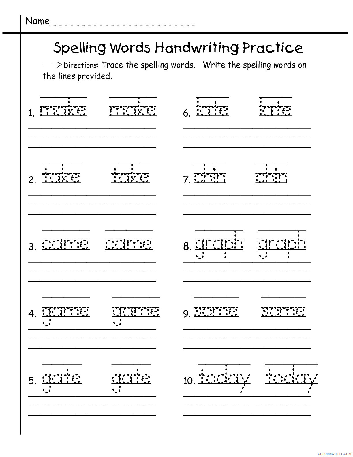 1st Grade Coloring Pages Educational Spelling Worksheets Printable 2020 0067 Coloring4free