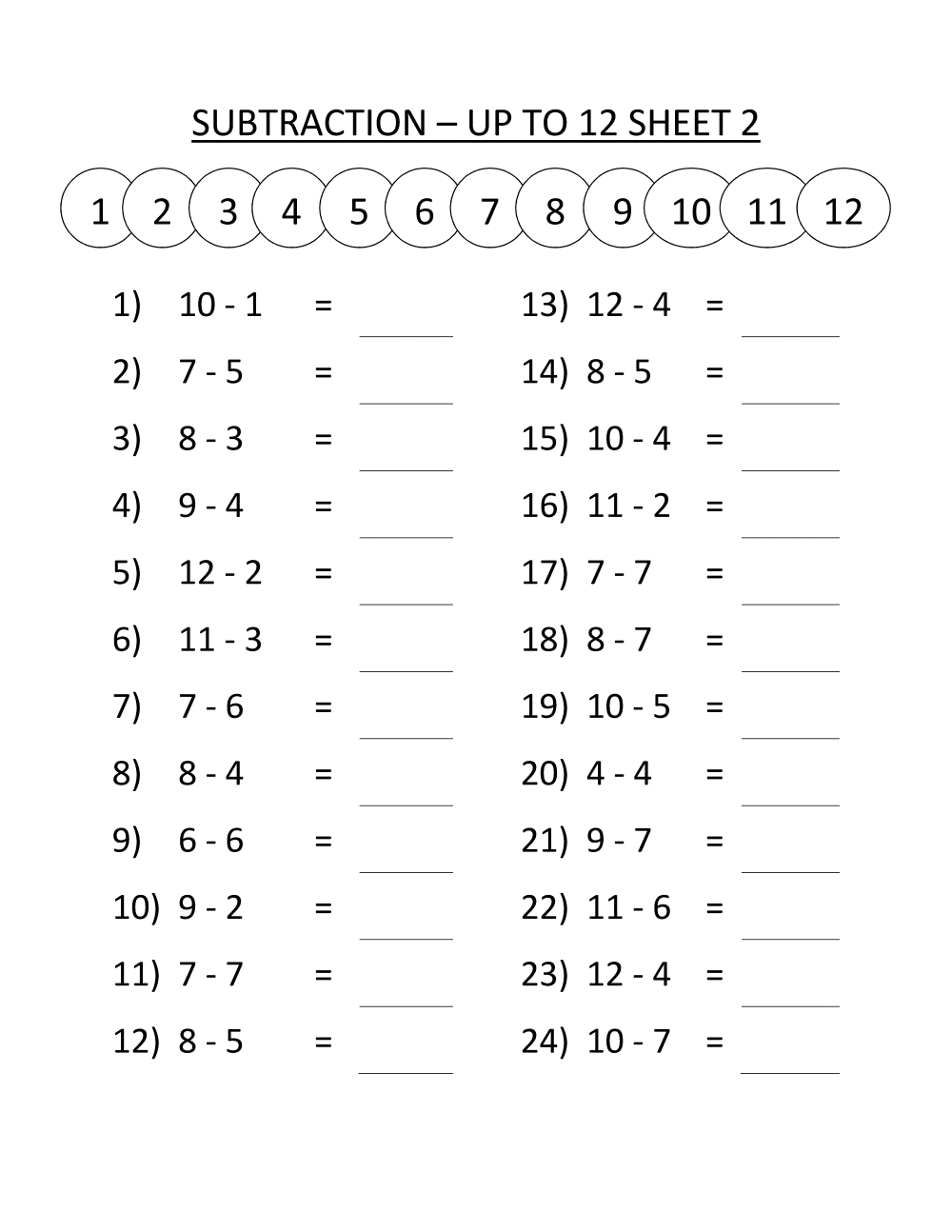 1st Grade Coloring Pages Educational Subtraction to 12 Math Worksheets 2020 0099 Coloring4free