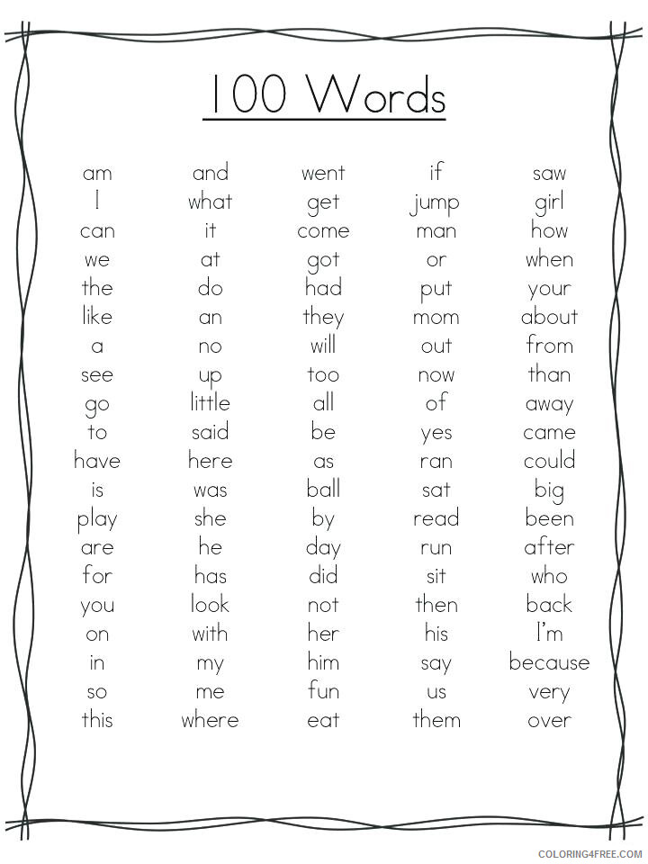 2nd Grade Coloring Pages Educational 100 2nd Grade Spelling Words 2020 0103 Coloring4free