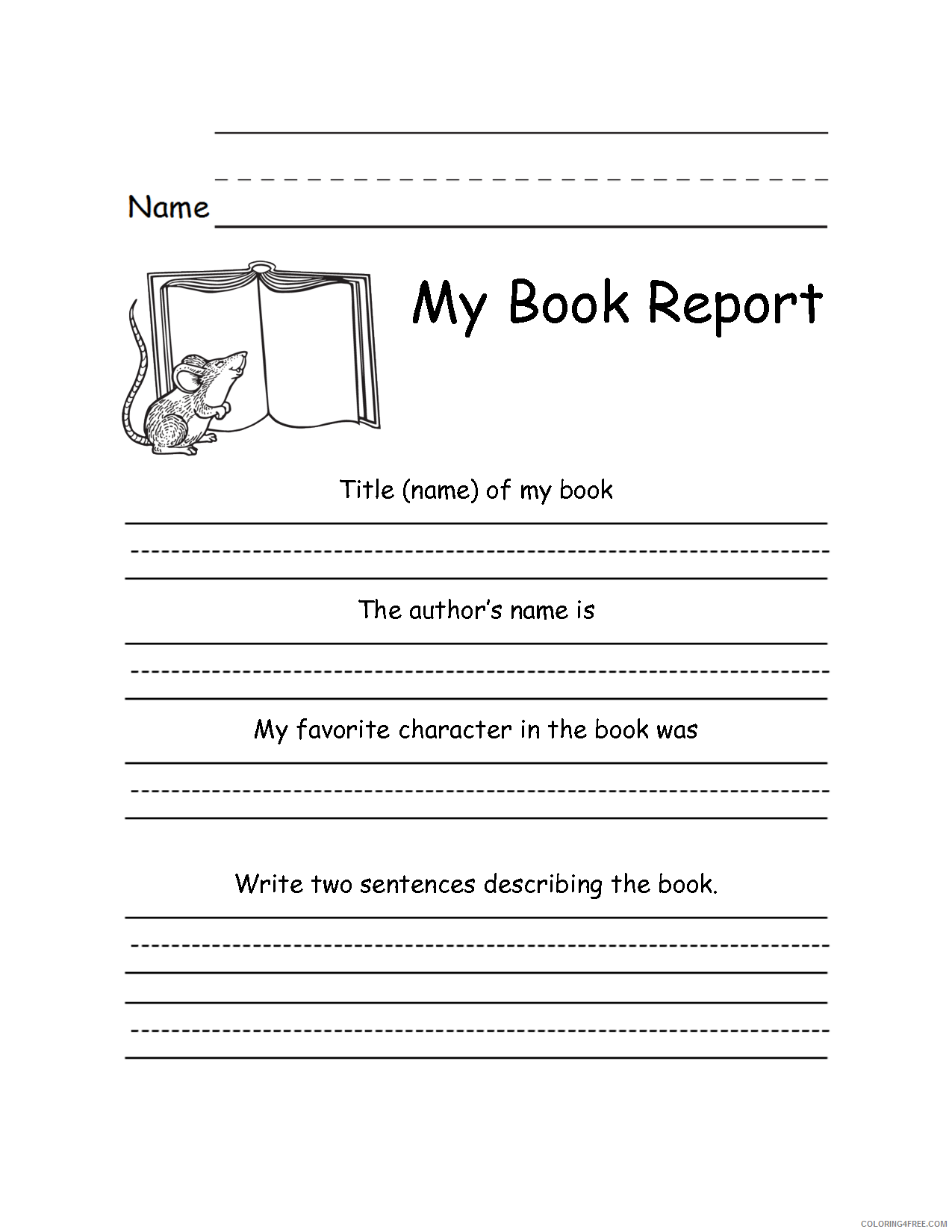 2nd Grade Coloring Pages Educational Book Report Writing Worksheet 2020 0107 Coloring4free