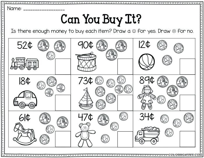 2nd Grade Coloring Pages Educational Can you Buy It Money Worksheet 2020 0226 Coloring4free