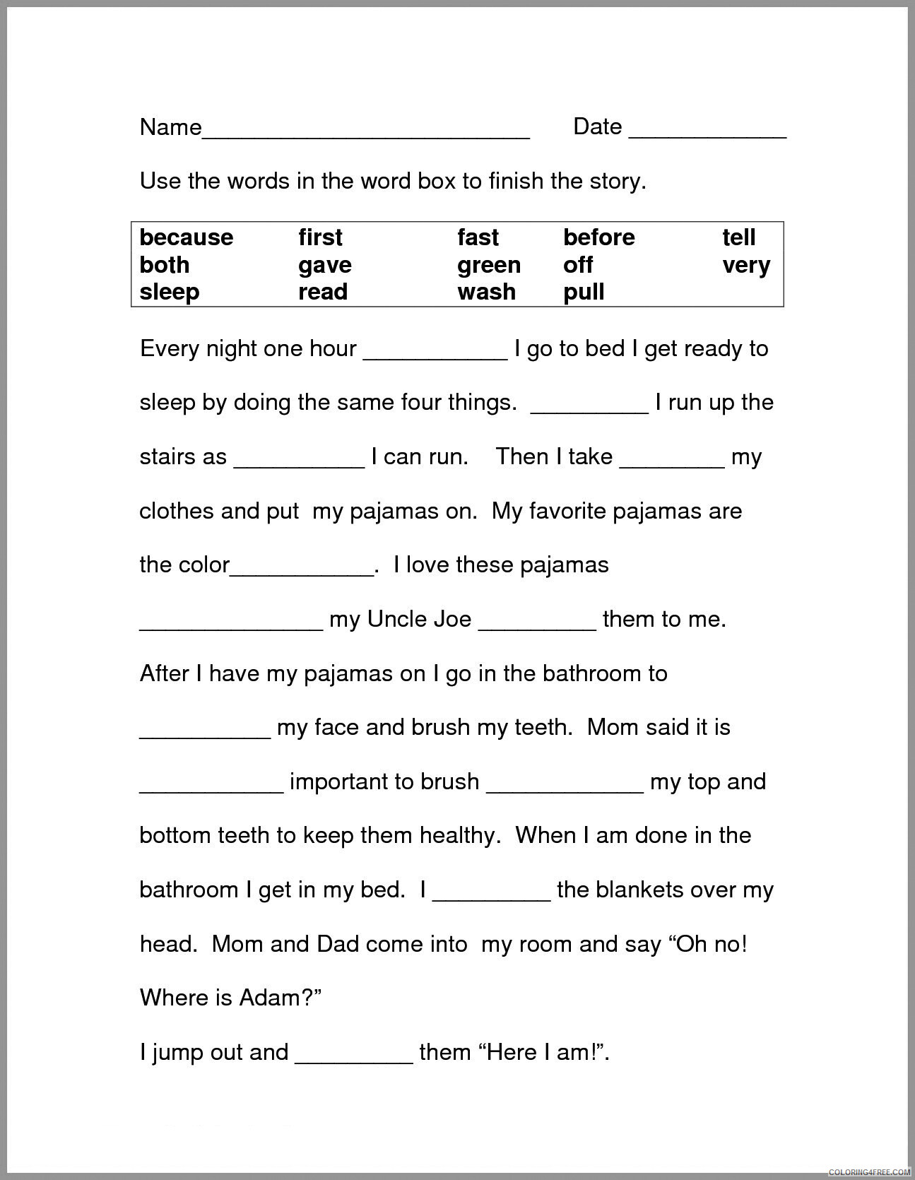 2nd Grade Coloring Pages Educational English Worksheet Finish the Story 2020 0113 Coloring4free