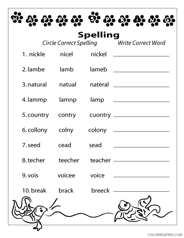 2nd Grade Coloring Pages Educational English Worksheets Spelling 2020 0127 Coloring4free