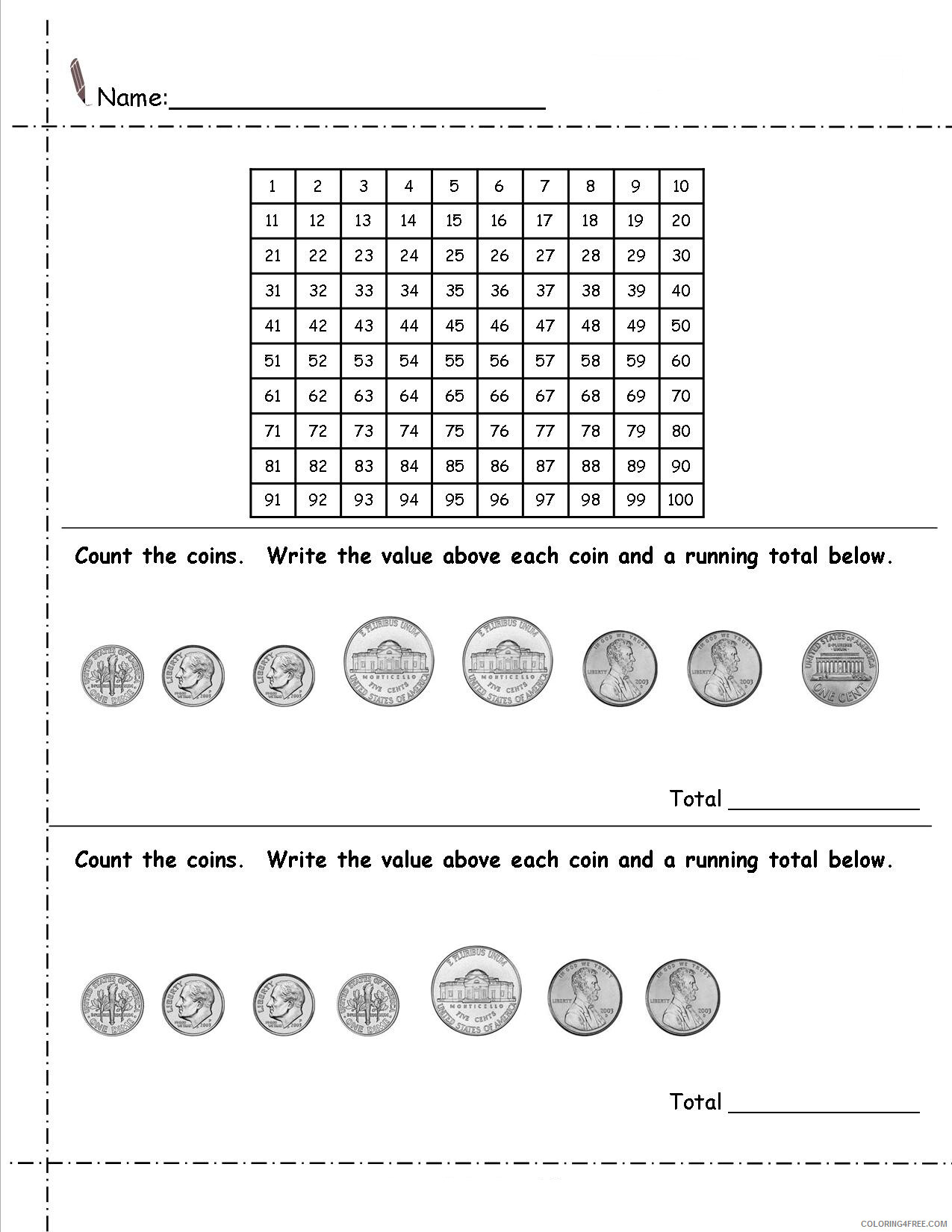 2nd Grade Coloring Pages Educational Free Money Math Worksheets 2020 0232 Coloring4free