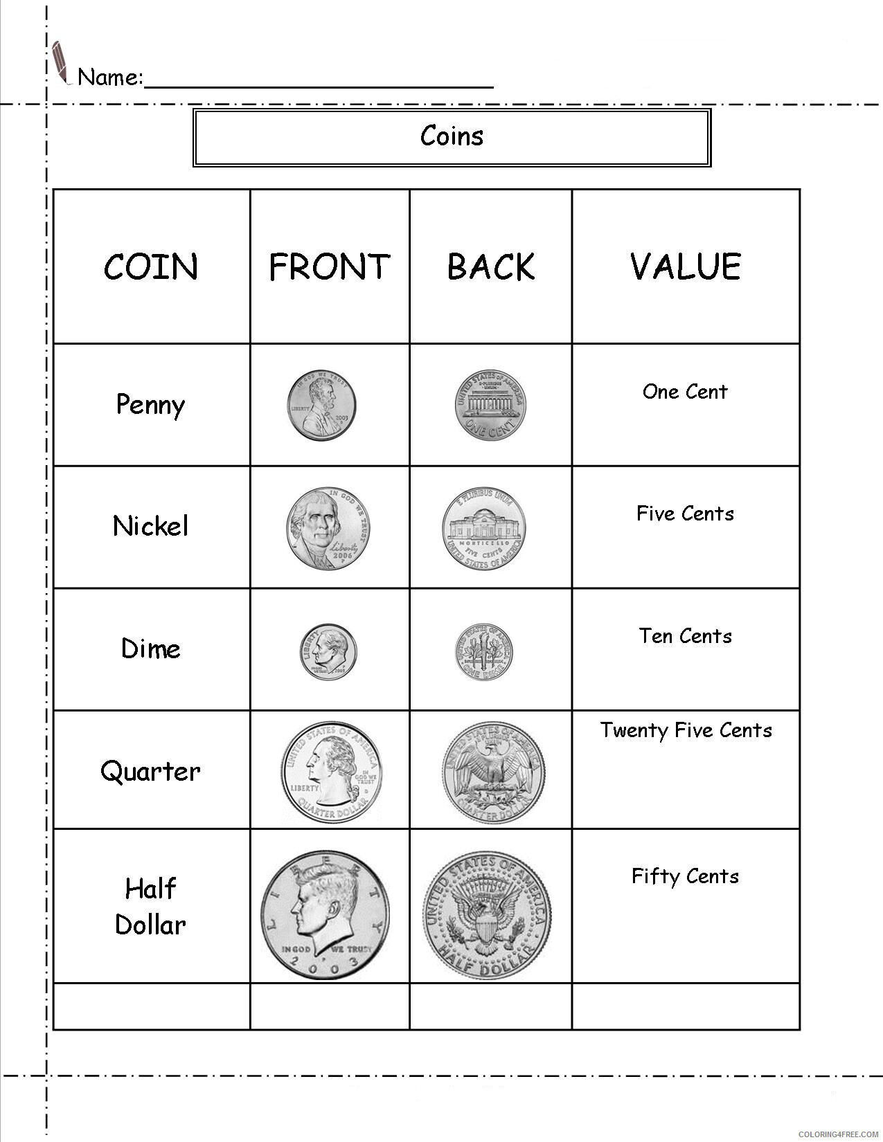 2nd Grade Coloring Pages Educational Free Money Worksheets Printable 2020 0233 Coloring4free