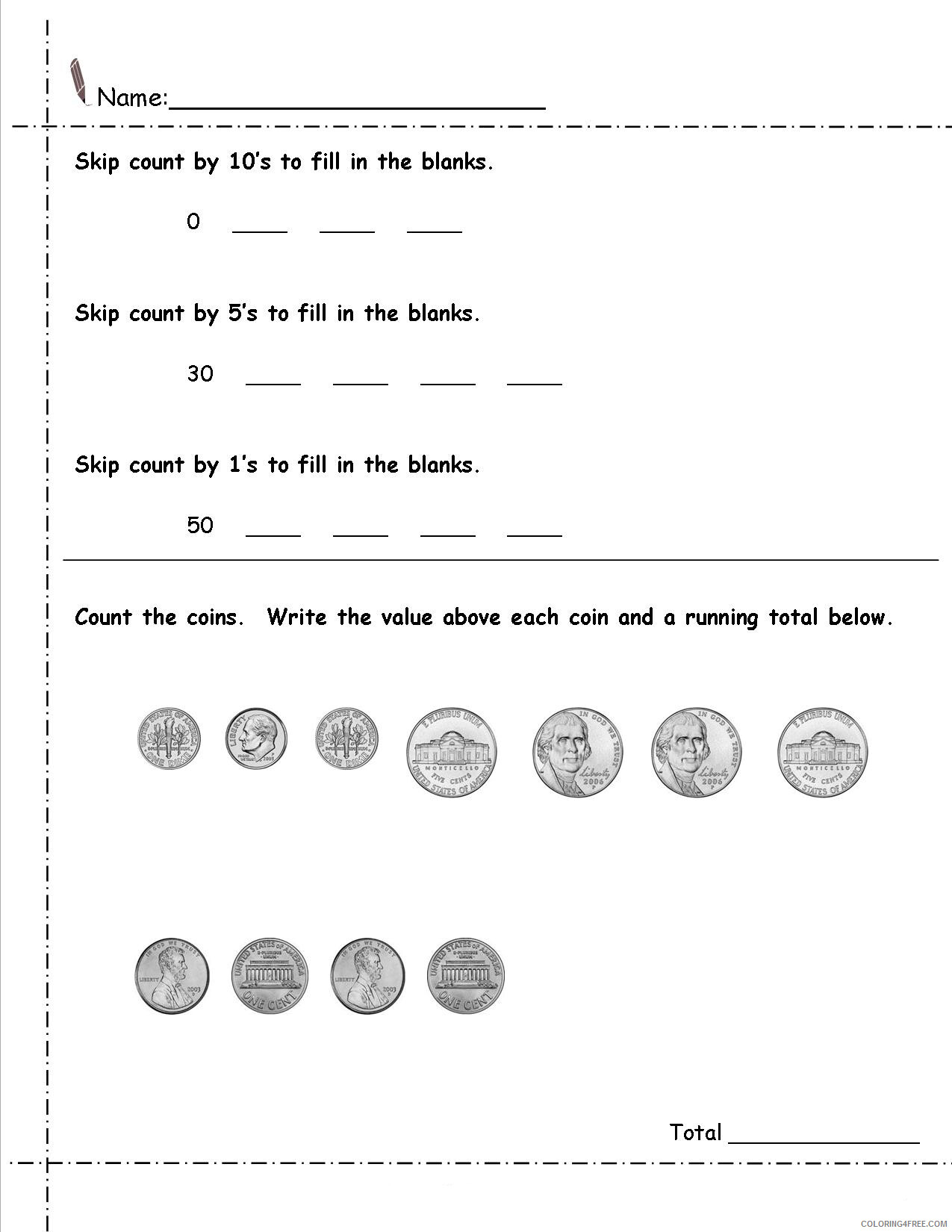 2nd Grade Coloring Pages Educational Free Money Worksheets Printable 2020 0235 Coloring4free