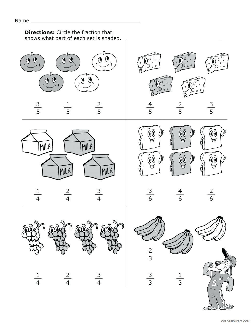2nd Grade Coloring Pages Educational Math Fractions Worksheets Print 2020 0133 Coloring4free