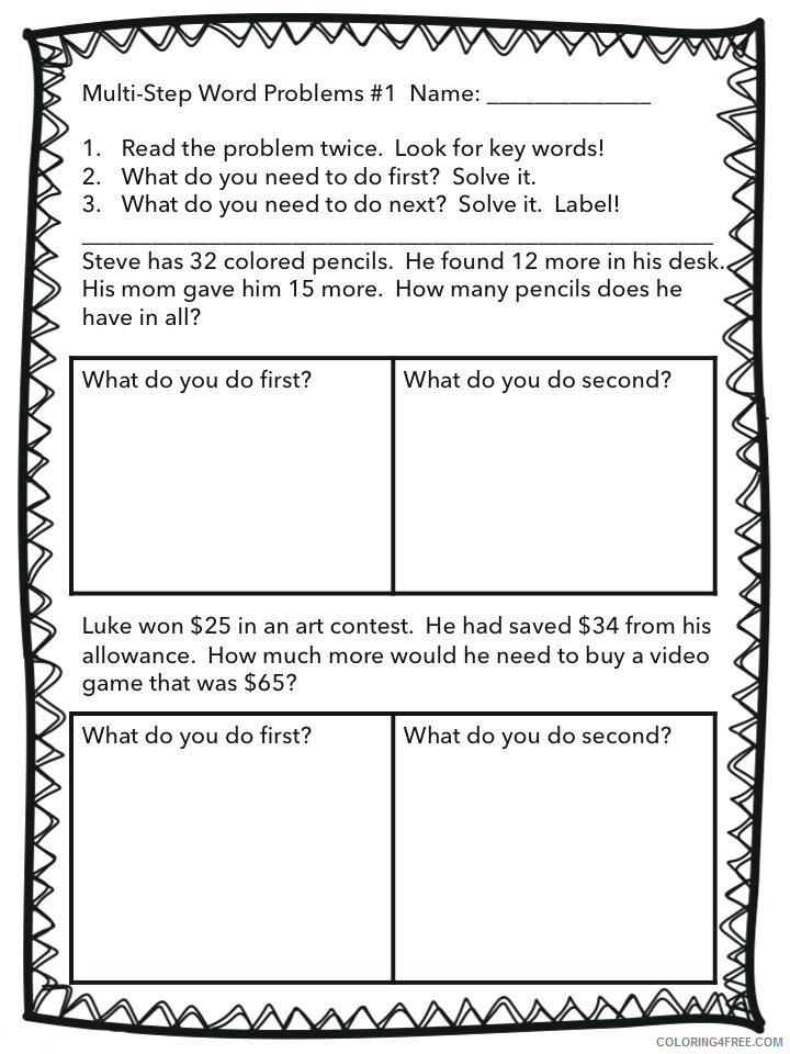 2nd Grade Coloring Pages Educational Math Multistep Word Problems 2020 0135 Coloring4free