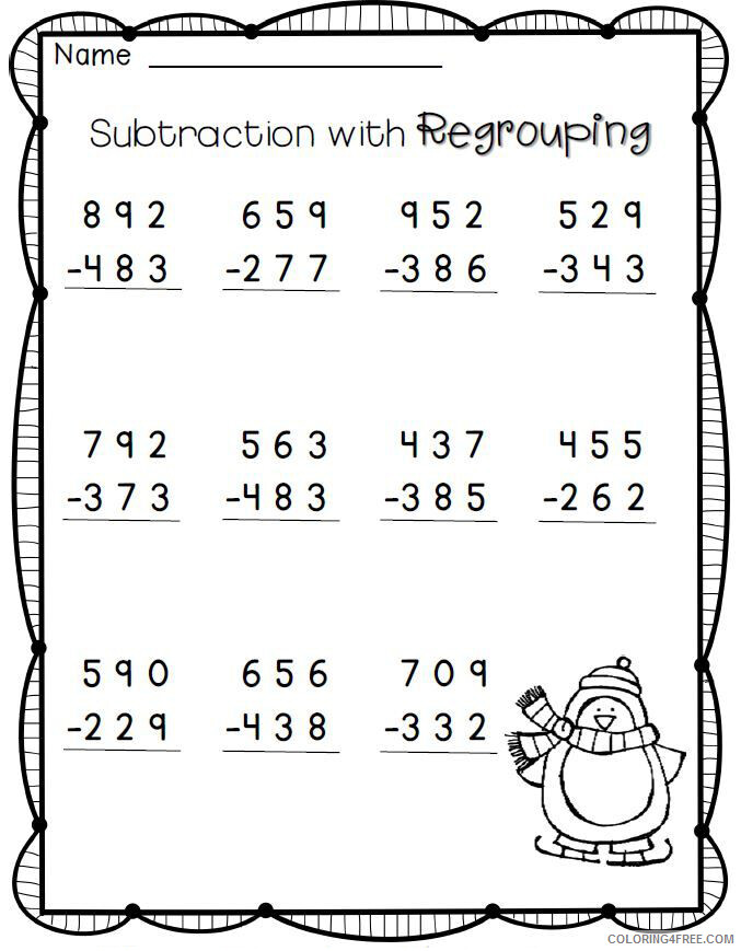 2nd Grade Coloring Pages Educational Math Subtraction Regrouping 2020 0154 Coloring4free