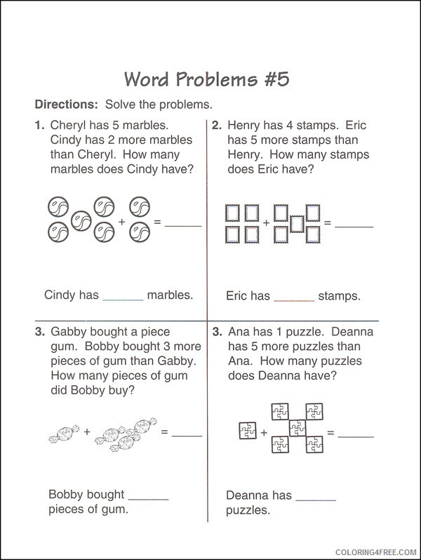 2nd Grade Coloring Pages Educational Math Word Problem Worksheet 2020 0238 Coloring4free