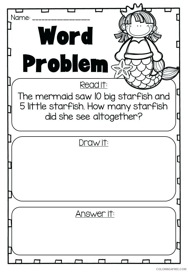 2nd Grade Coloring Pages Educational Math Word Problem Worksheet Print 2020 0236 Coloring4free