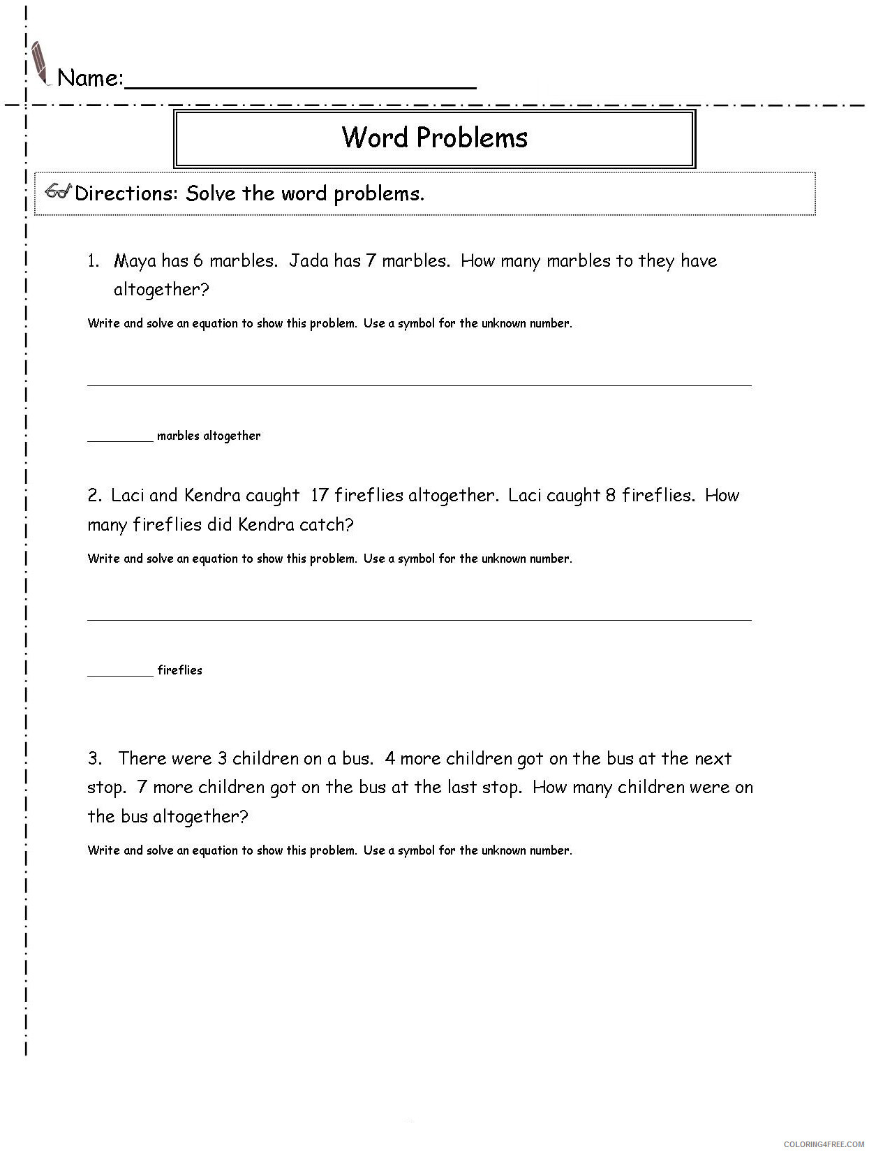 2nd Grade Coloring Pages Educational Math Word Problem Worksheets Print 2020 0140 Coloring4free