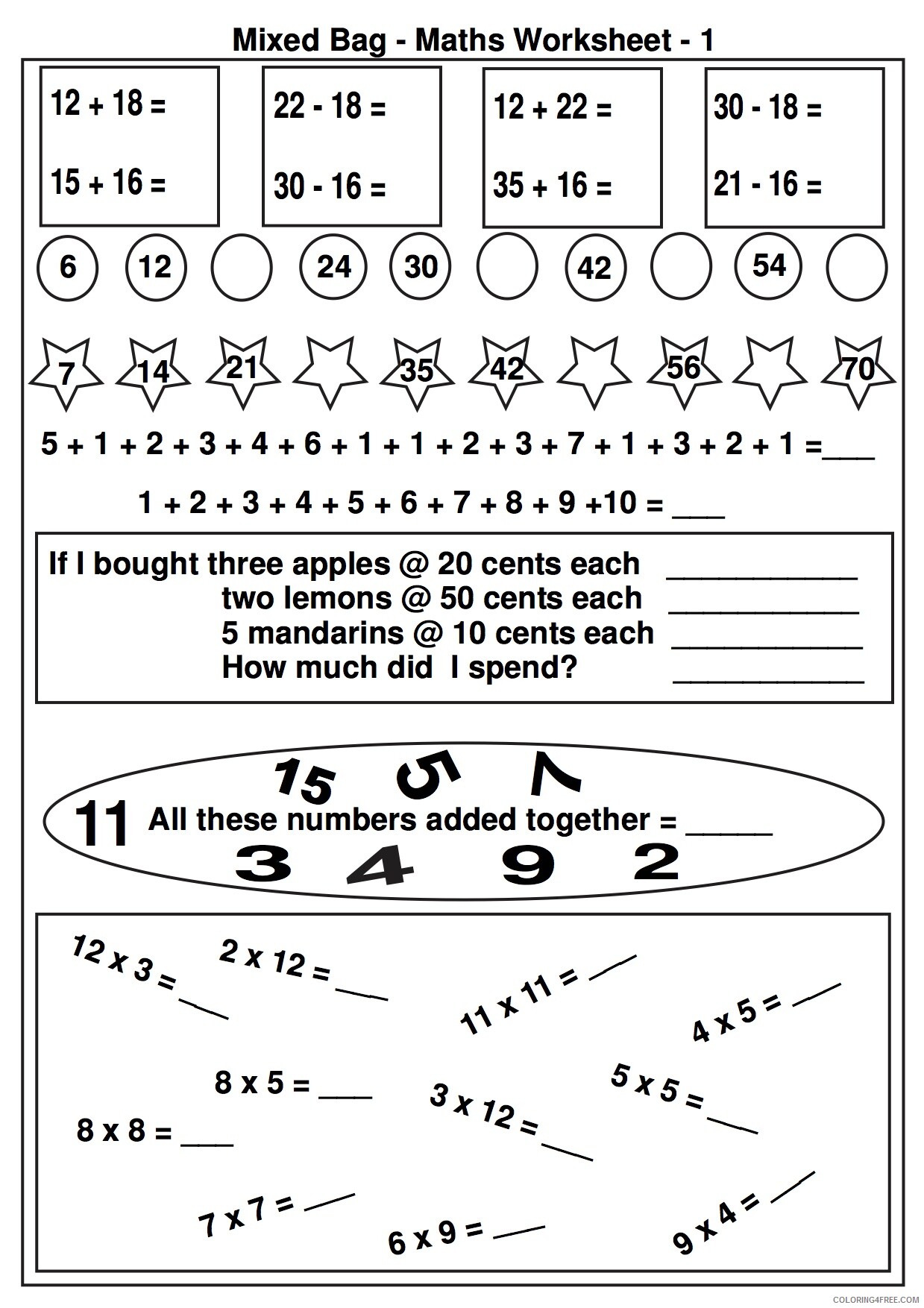 2nd Grade Coloring Pages Educational Math Worksheet Printable 2020 0141 Coloring4free