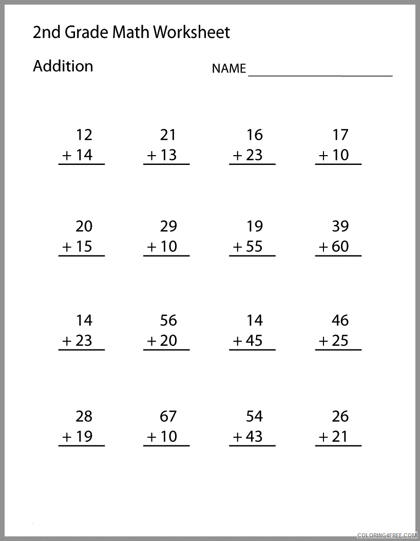 2nd Grade Coloring Pages Educational Math Worksheets Addition Printable 2020 0148 Coloring4free