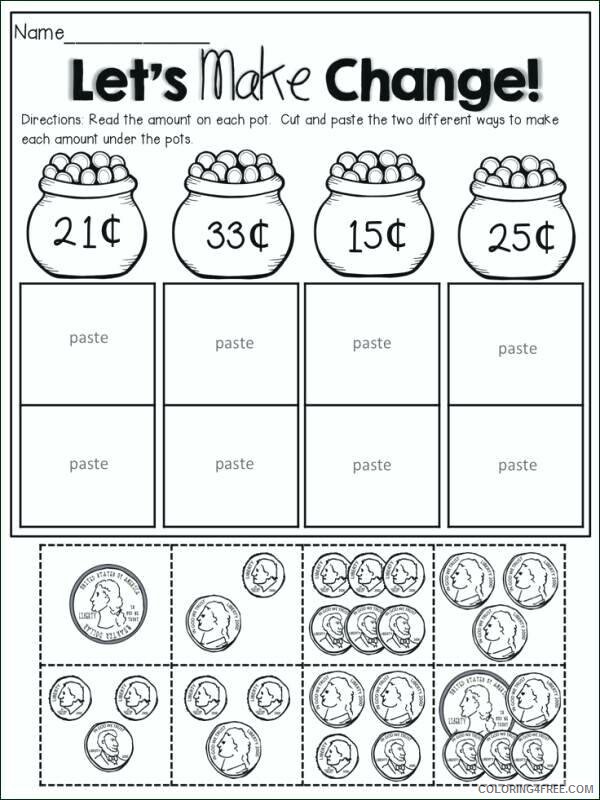 2nd Grade Coloring Pages Educational Money Worksheets Change Printable 2020 0157 Coloring4free