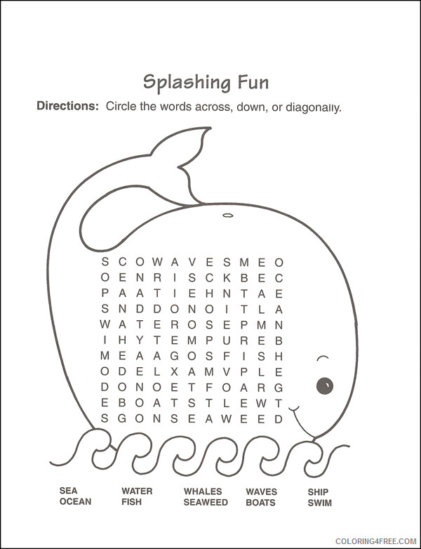 2nd Grade Coloring Pages Educational Sea Word Search Printable 2020 0164 Coloring4free