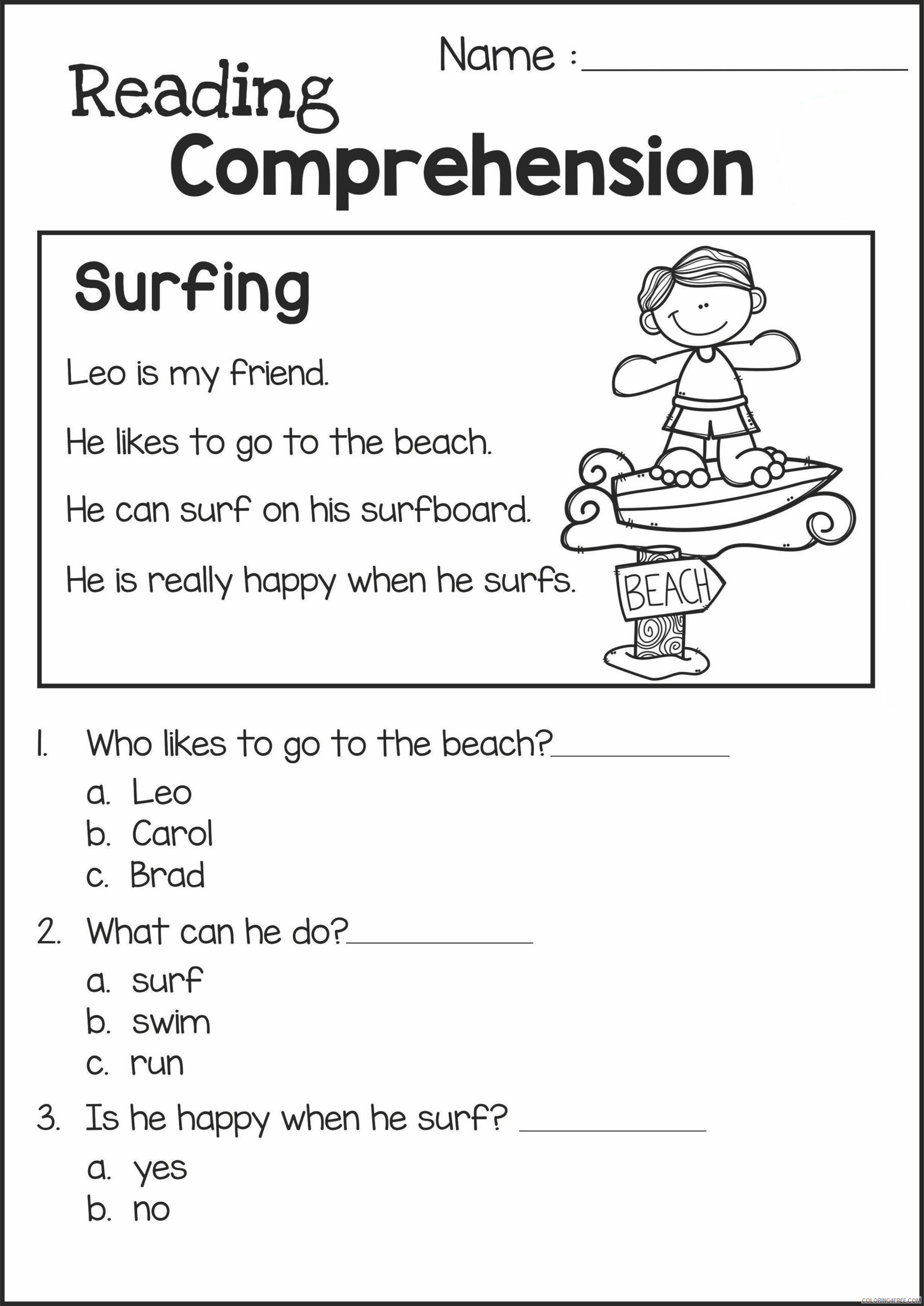 2nd Grade Coloring Pages Educational Simple Reading Worksheet Printable 2020 0241 Coloring4free
