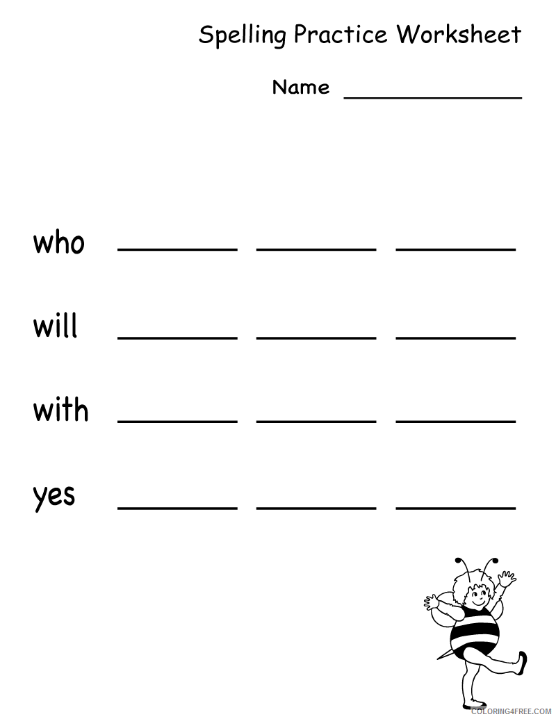 2nd Grade Coloring Pages Educational Spelling Practice Worksheet Print 2020 0174 Coloring4free