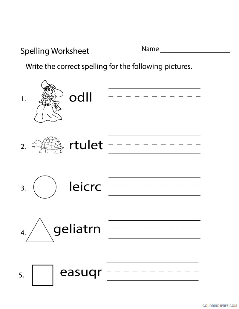 2nd Grade Coloring Pages Educational Spelling Scramble Worksheet Print 2020 0177 Coloring4free