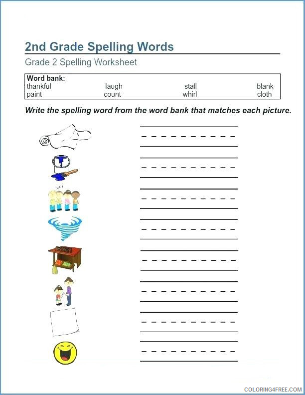 2nd Grade Coloring Pages Educational Spelling Words Worksheets Print 2020 0196 Coloring4free