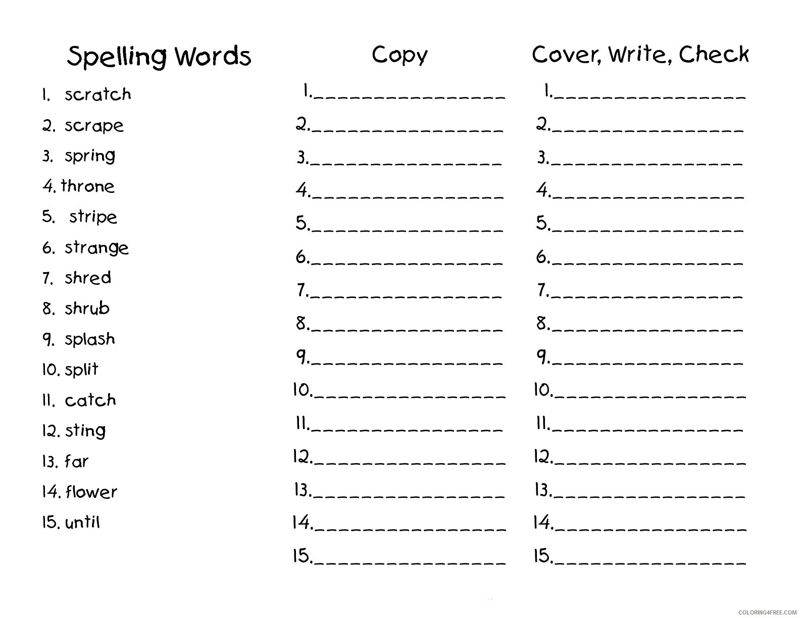 25nd Grade Coloring Pages Educational Spelling Worksheet Printable With Regard To 6th Grade Spelling Worksheet