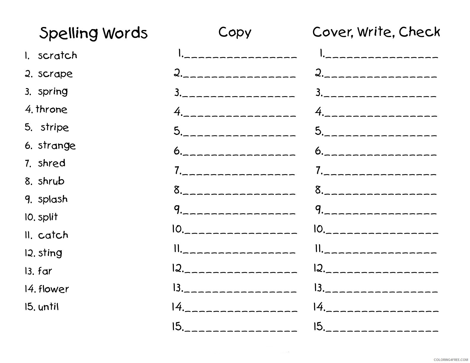 25nd Grade Coloring Pages Educational Spelling Worksheet Printable Inside 6th Grade Spelling Worksheet