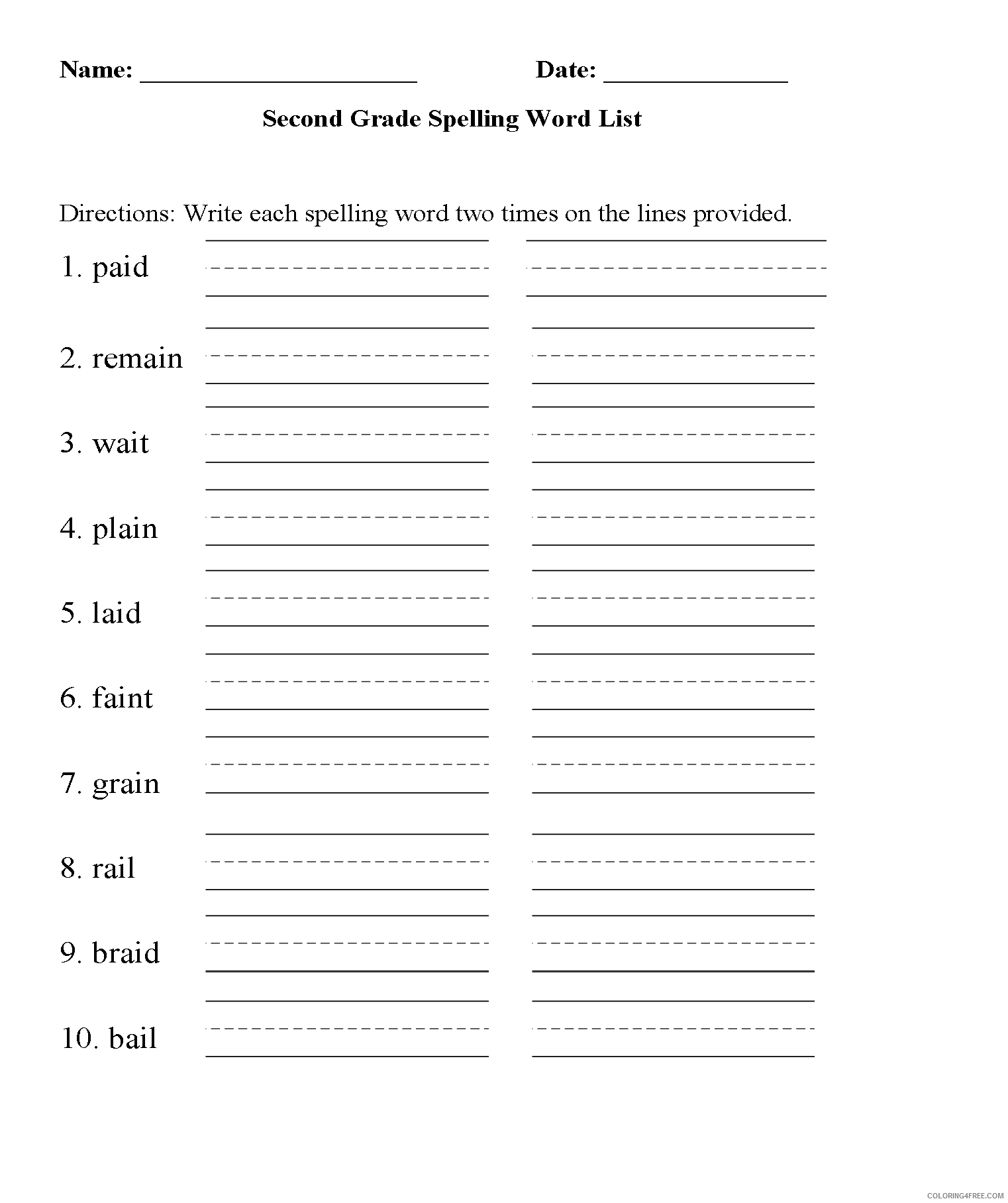 11nd Grade Coloring Pages Educational Spelling Worksheets Printable With 6th Grade Spelling Worksheet