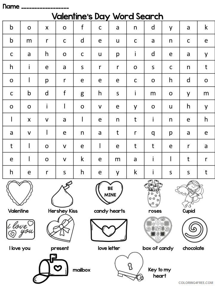 2nd Grade Coloring Pages Educational Valentines Day Word Search Print 2020 0208 Coloring4free