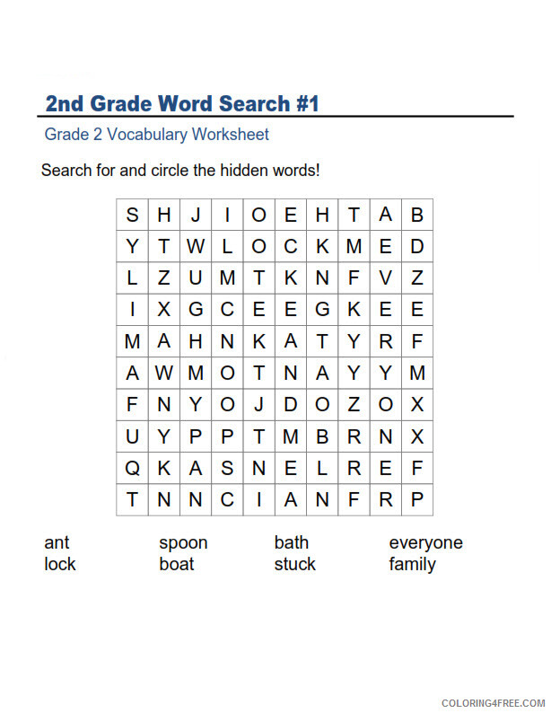 2nd Grade Coloring Pages Educational Word Search Printable 2020 0211 Coloring4free