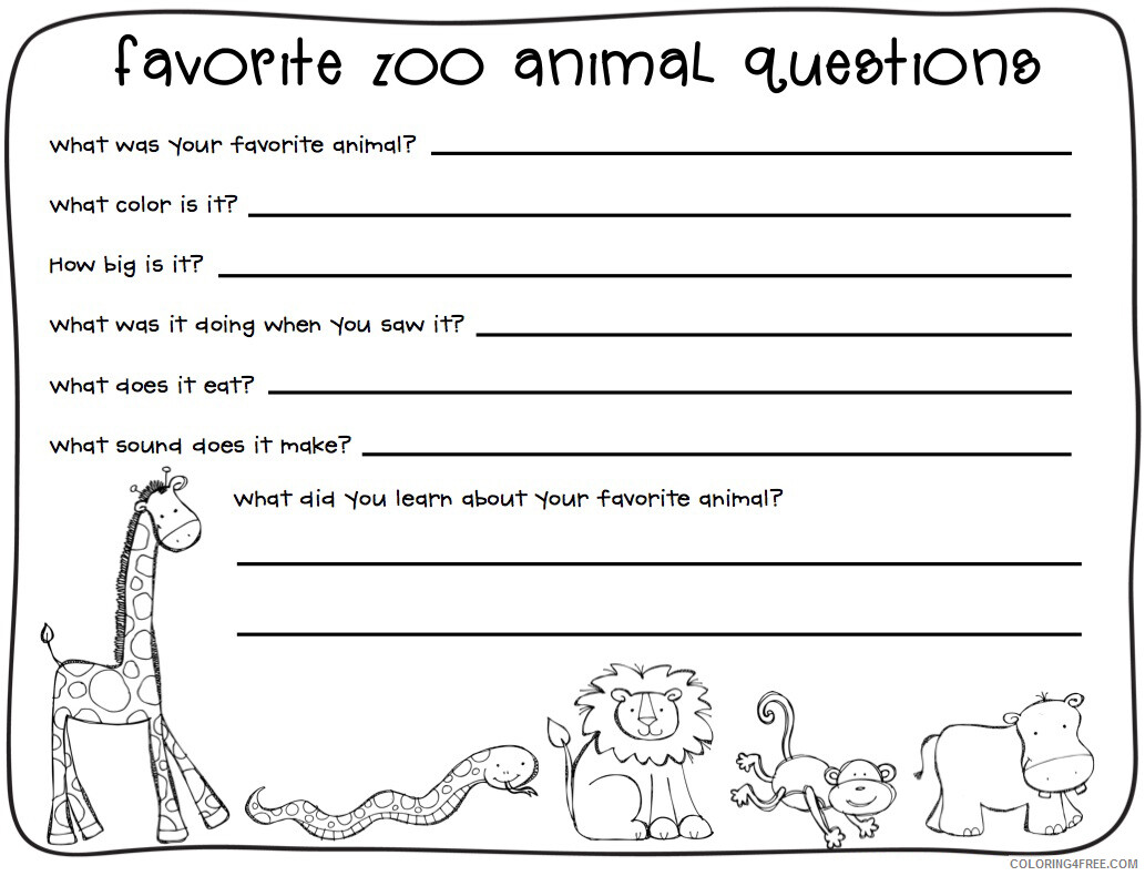 2nd Grade Coloring Pages Educational Writing Worksheet Zoo Animals Print 2020 0224 Coloring4free