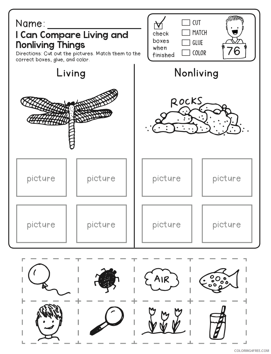 4th Grade Coloring Pages Educational Living Nonliving Science Worksheet 2020 0373 Coloring4free