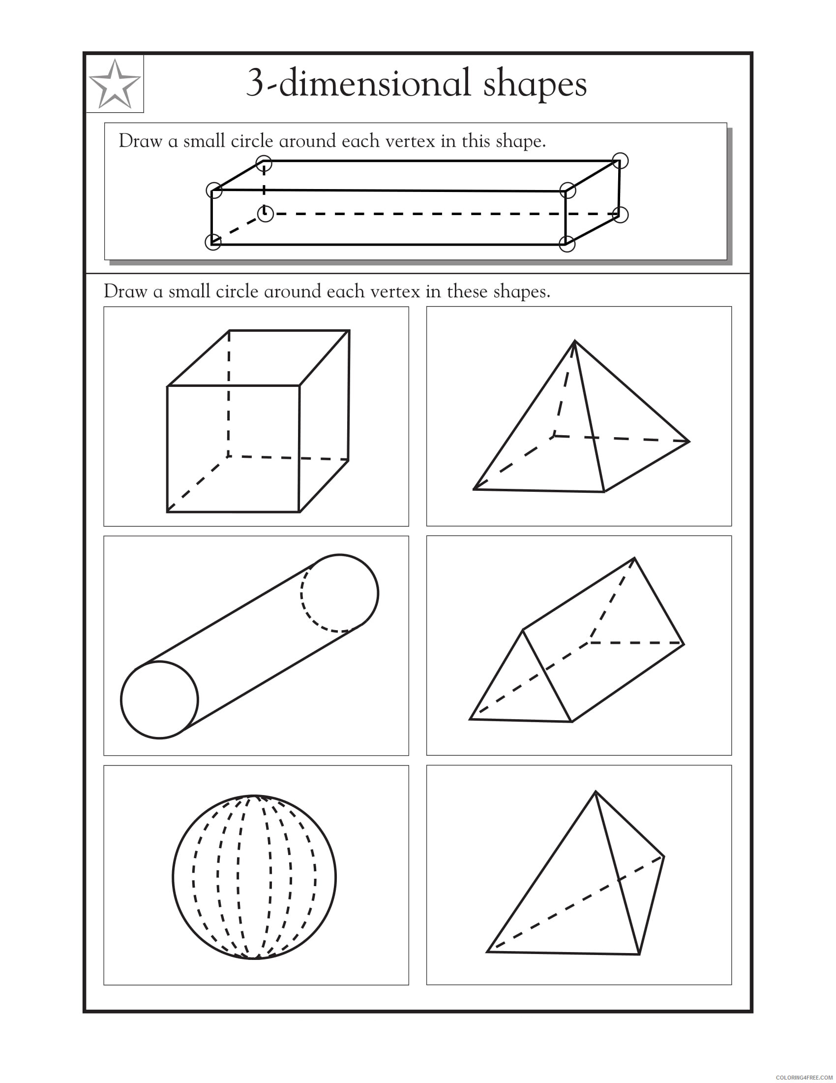 4th Grade Coloring Pages Educational Math 3D Shapes Worksheets Print 2020 0308 Coloring4free