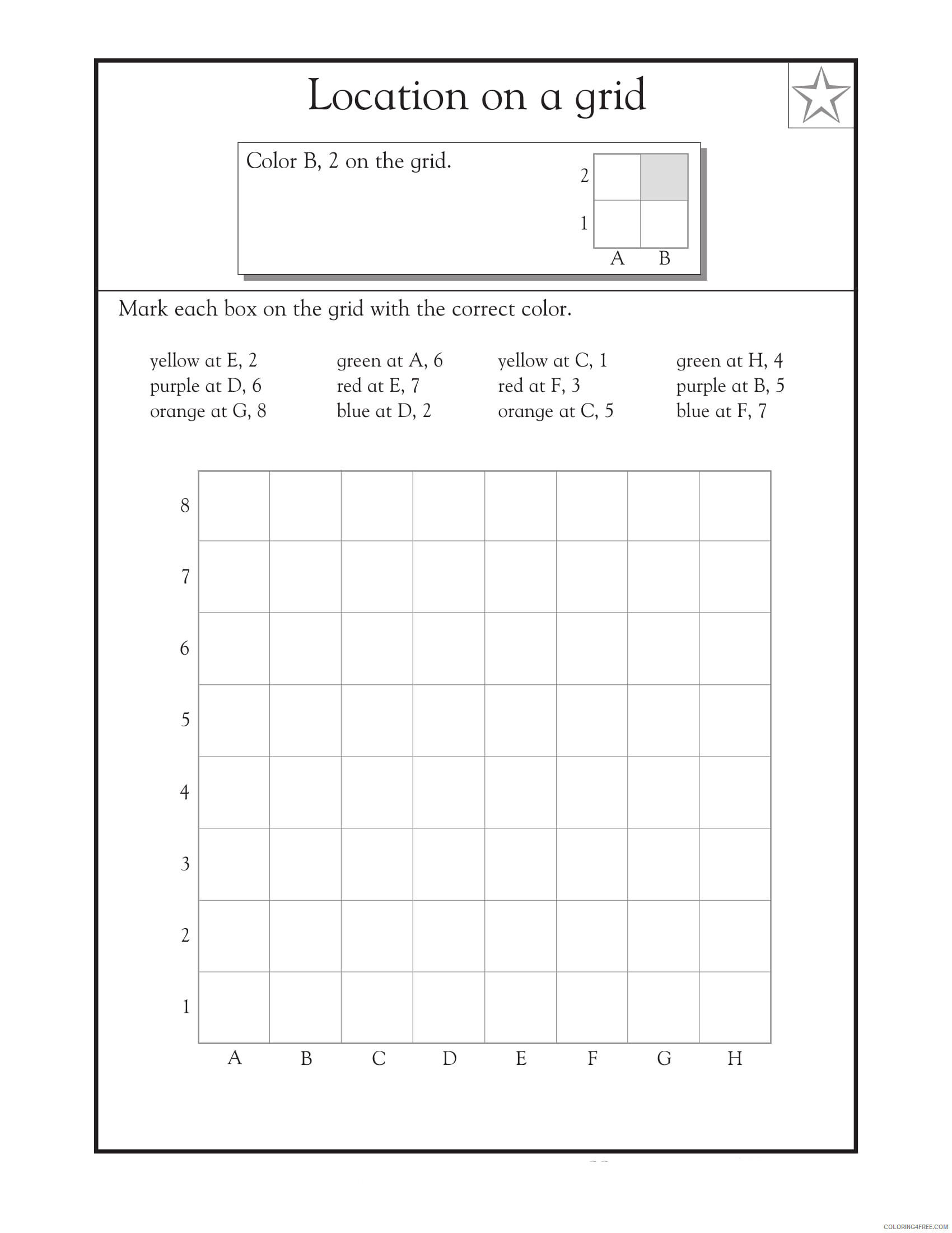 4th Grade Coloring Pages Educational Math Location Worksheet Printable 2020 0315 Coloring4free