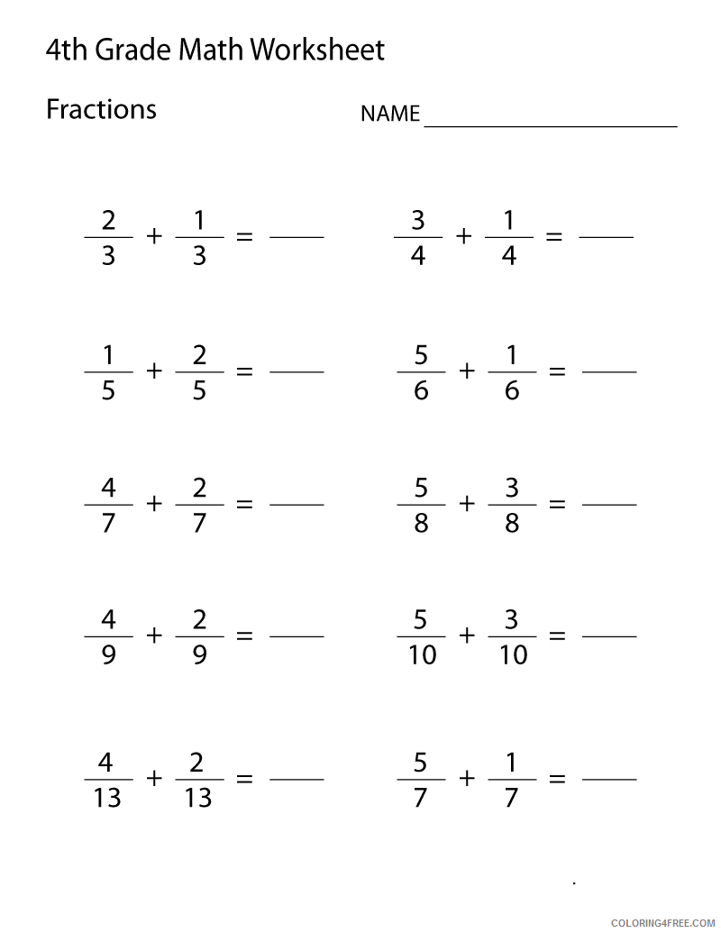 4th Grade Coloring Pages Educational Math Worksheets Printable 2020 0345 Coloring4free