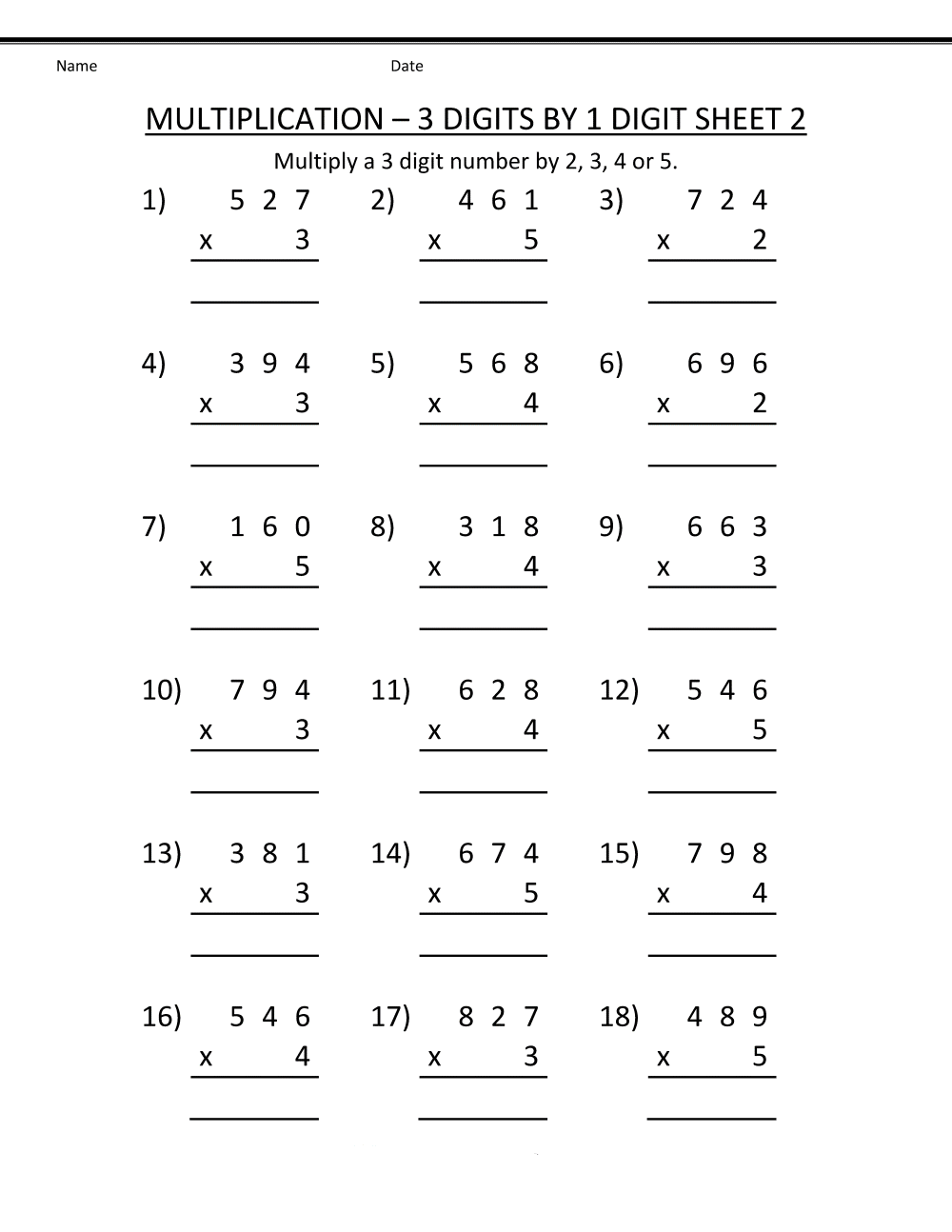 4th Grade Coloring Pages Educational Multiplication Worksheets 3 digits 2020 0361 Coloring4free