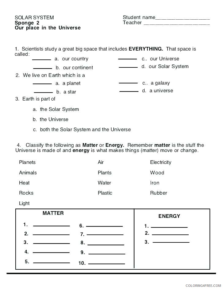 4th Grade Coloring Pages Educational Solar System Science Worksheet 2020 0378 Coloring4free