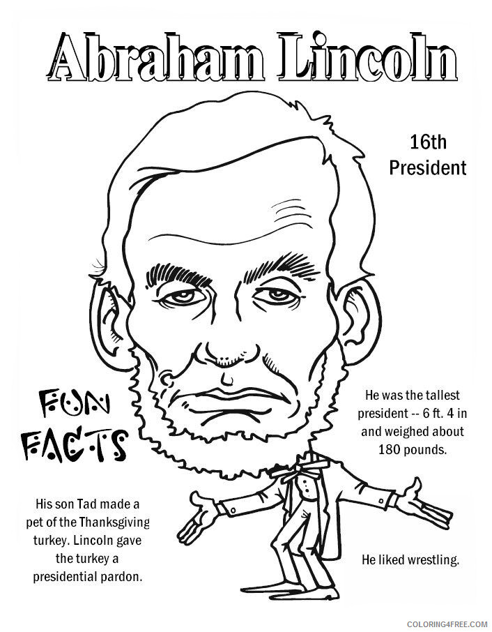 Abraham Lincoln Coloring Pages Educational Funfact Worksheets Printable 2020 0522 Coloring4free