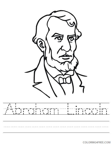 Abraham Lincoln Coloring Pages Educational Word Trace Worksheet Print 2020 0526 Coloring4free