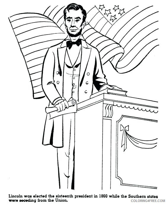 Abraham Lincoln Coloring Pages Educational Worksheets Printable 2020 0528 Coloring4free
